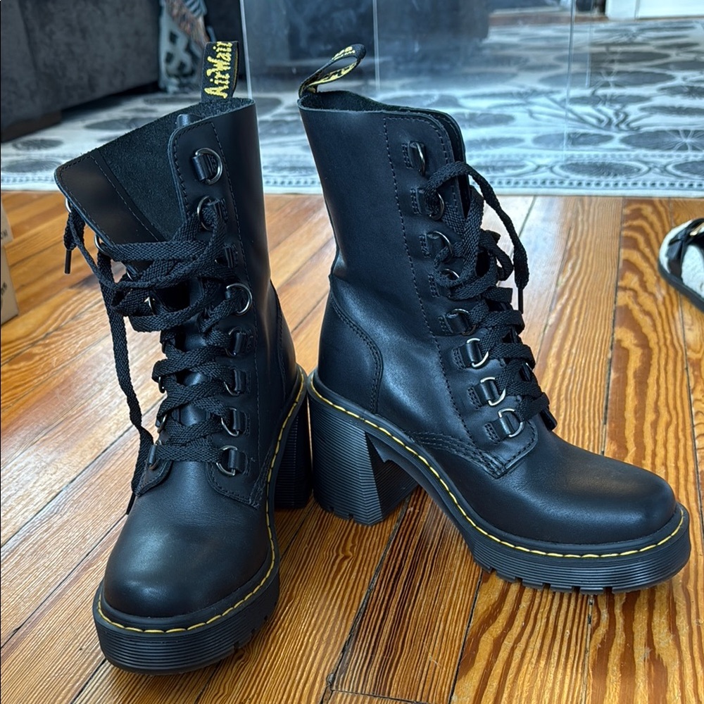 Dr. Martens Chesney Black Leather Women's Platform Boots